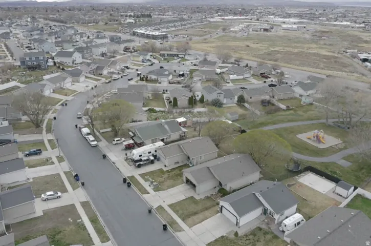 Aerial perspective of suburban area