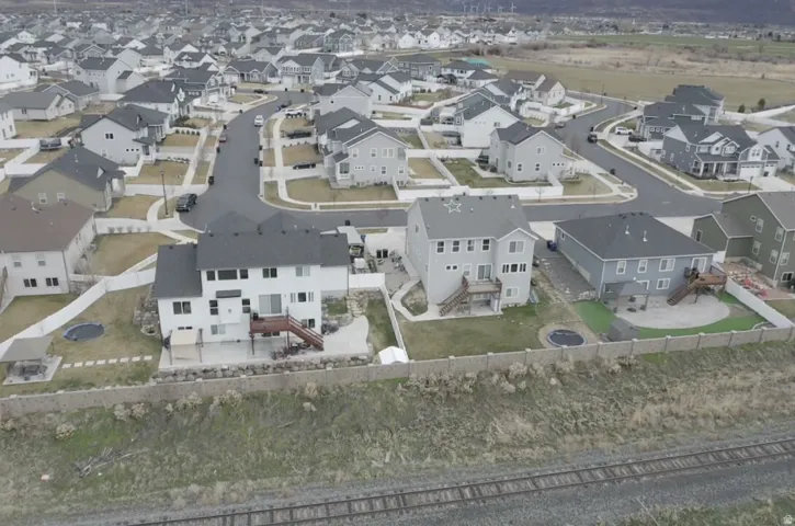 Aerial perspective of suburban area