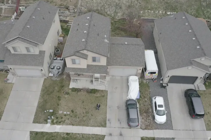Aerial perspective of suburban area
