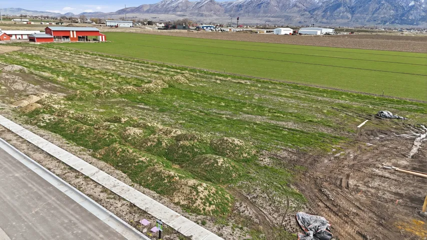 Mountain view with extensive farmland and rural landscape