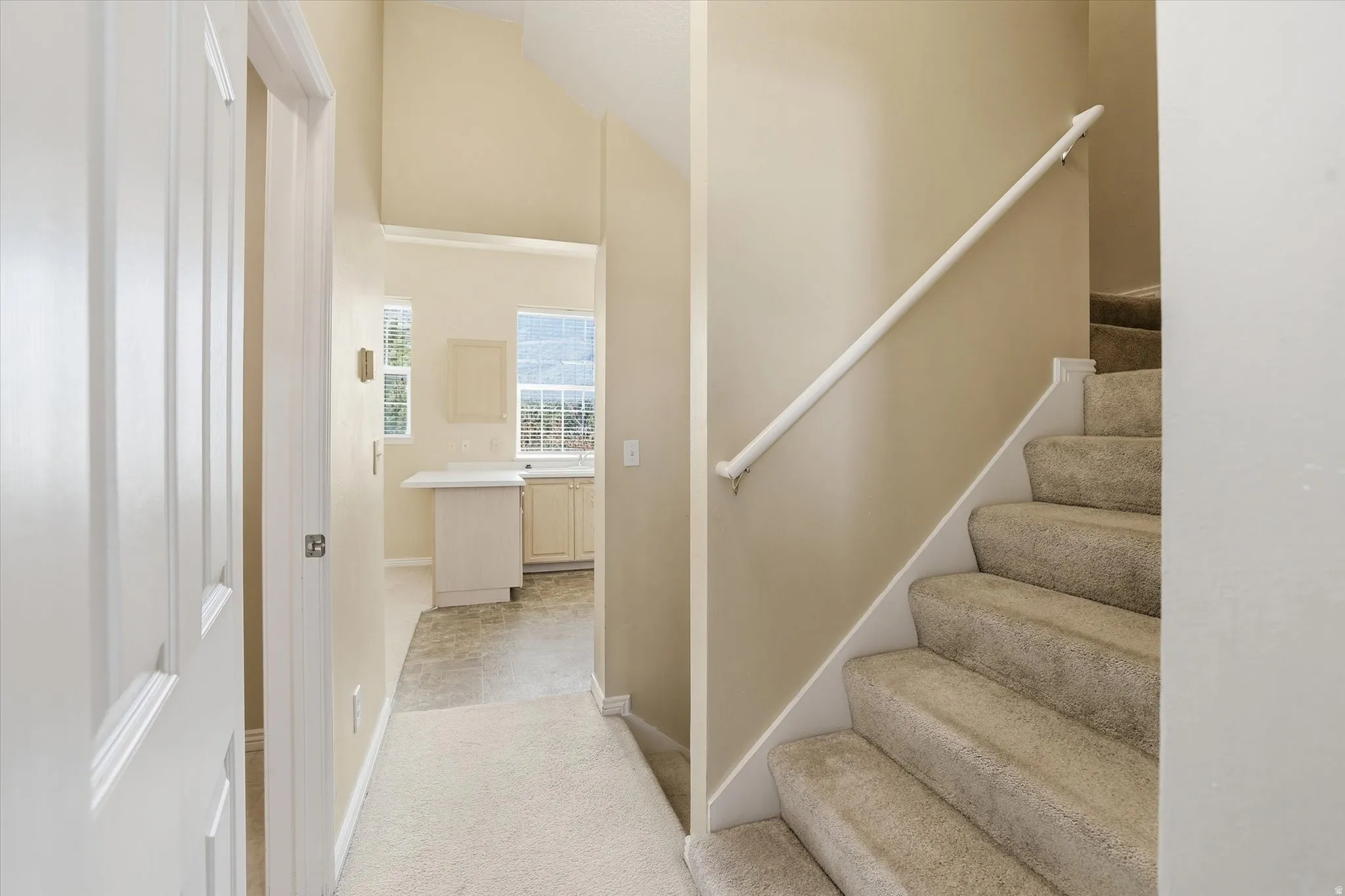 View from living room to kitchen