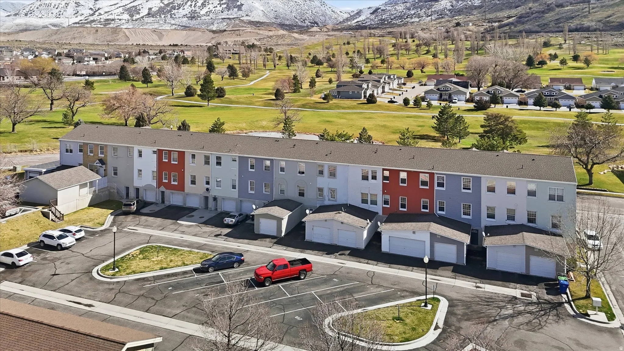 Aerial view parking lot