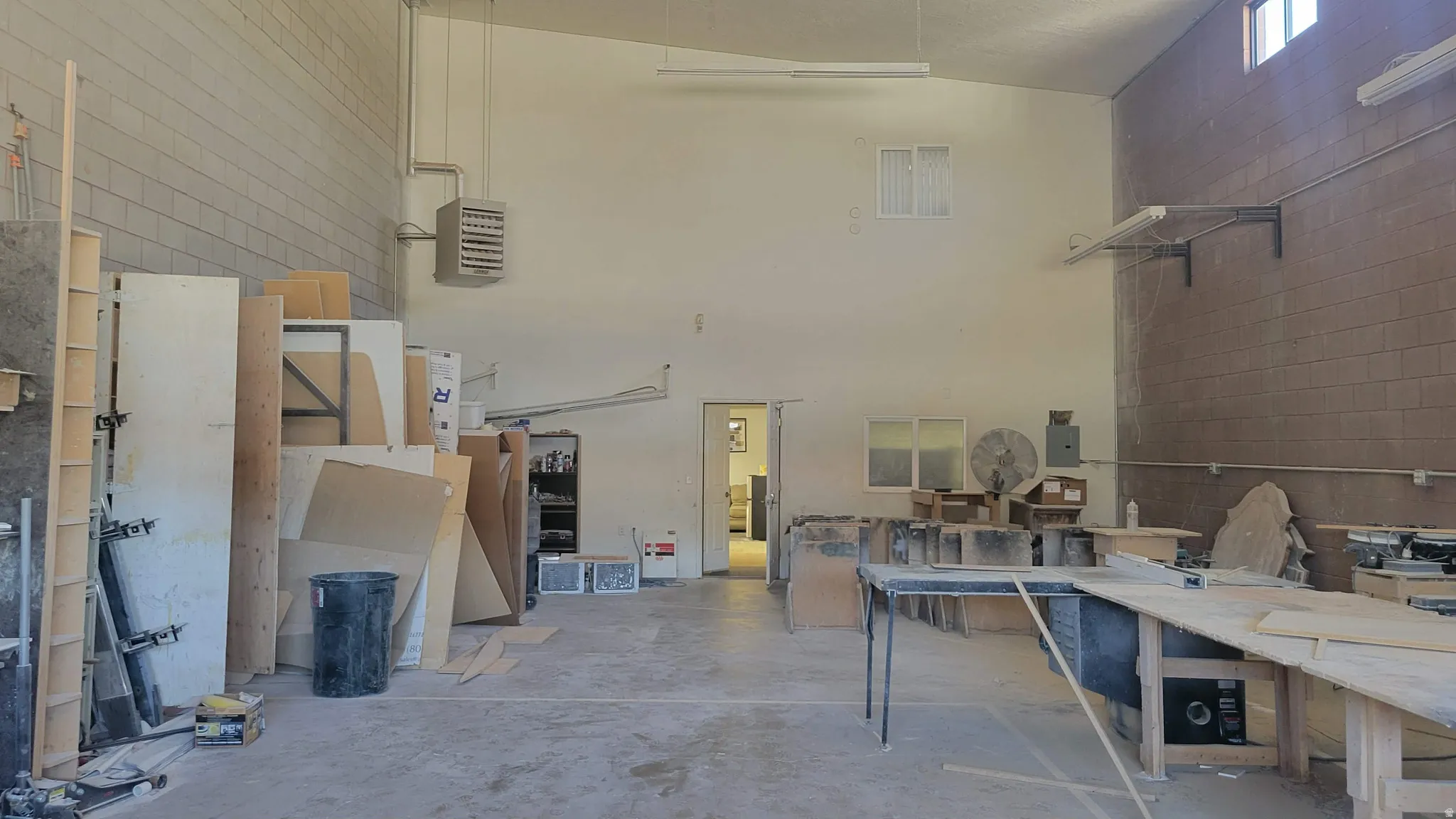 Garage with a heating unit