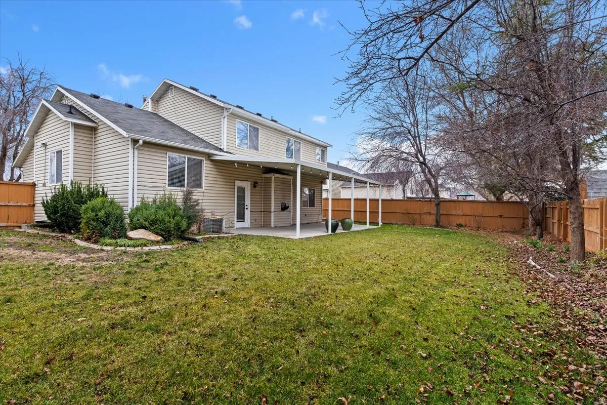 Back of property featuring a patio and a fenced backyard