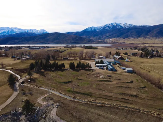 Aerial view of sparsely populated area featuring mountains