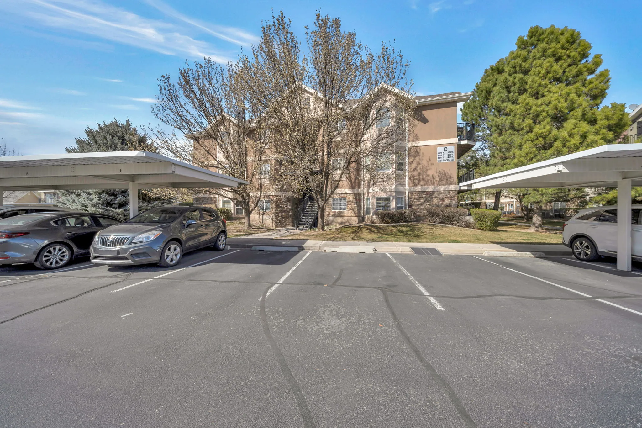 View of covered parking lot