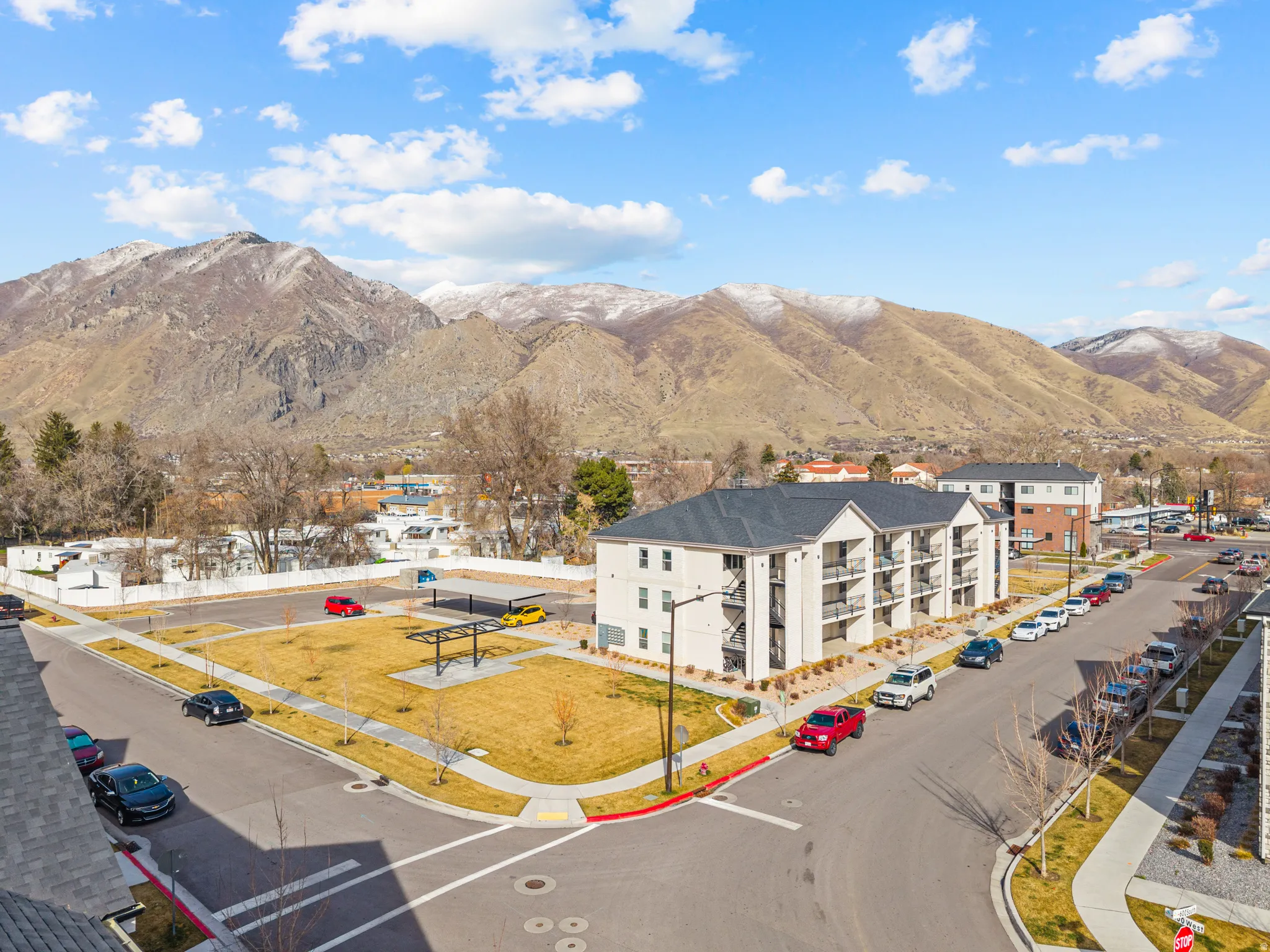 Bird's eye view of a mountain backdrop