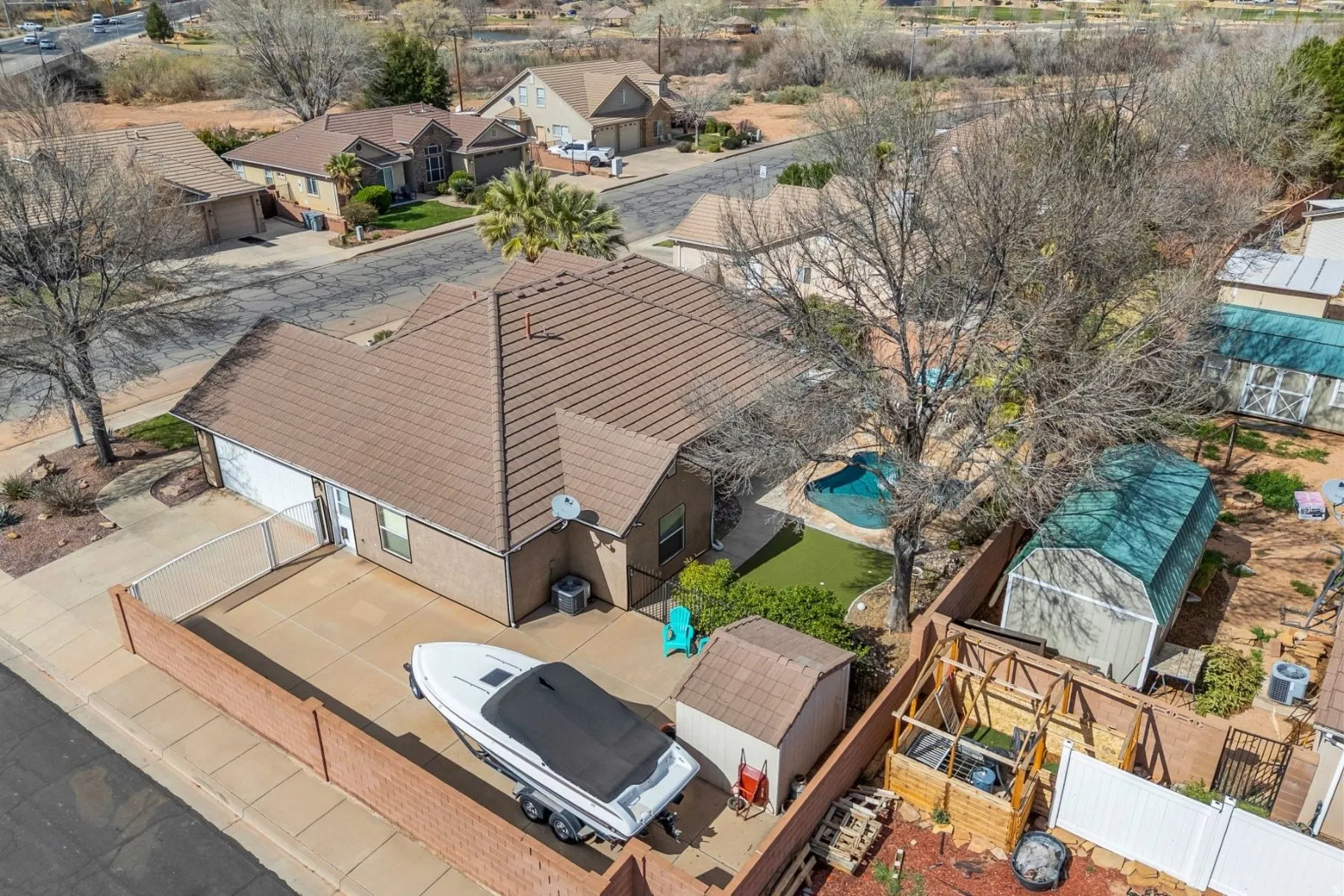 Aerial view of residential area
