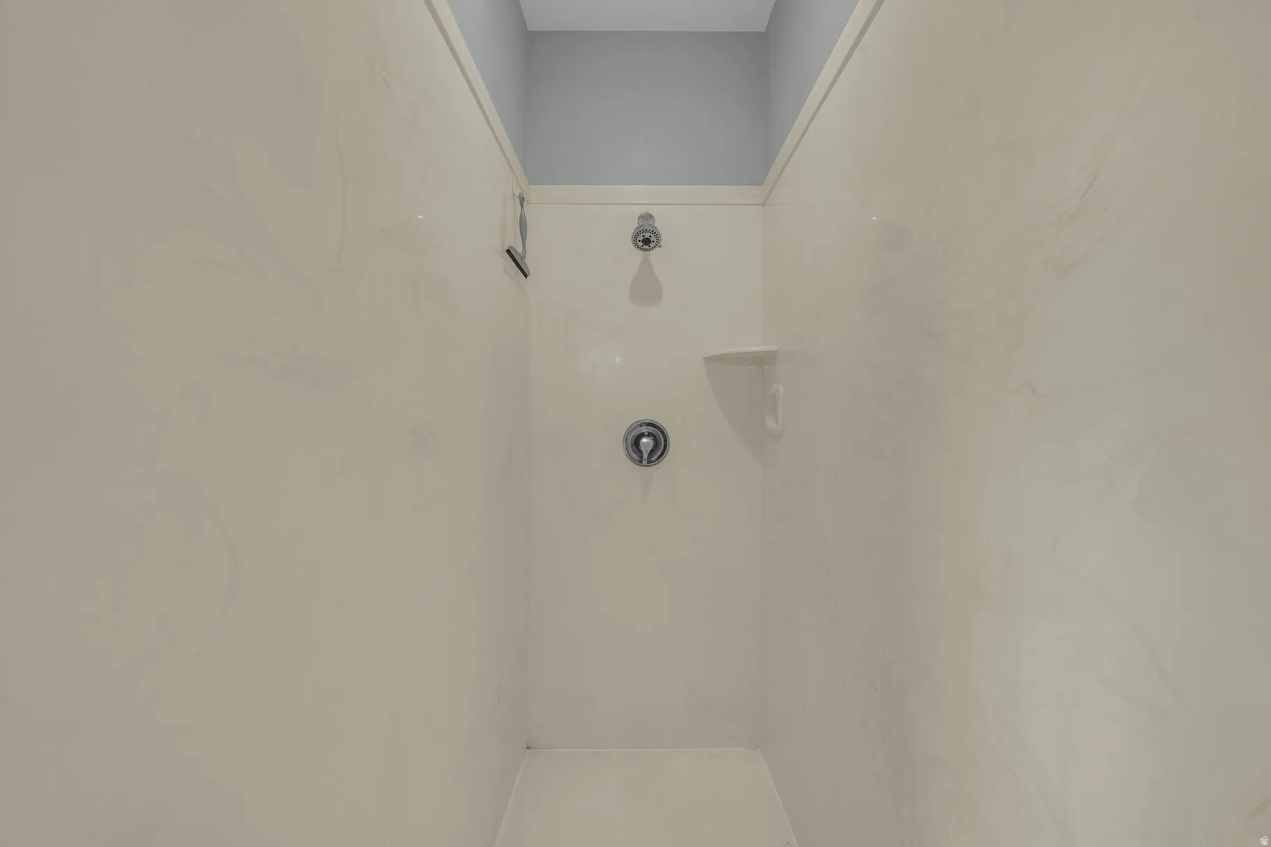 Bathroom view of a marble finish shower