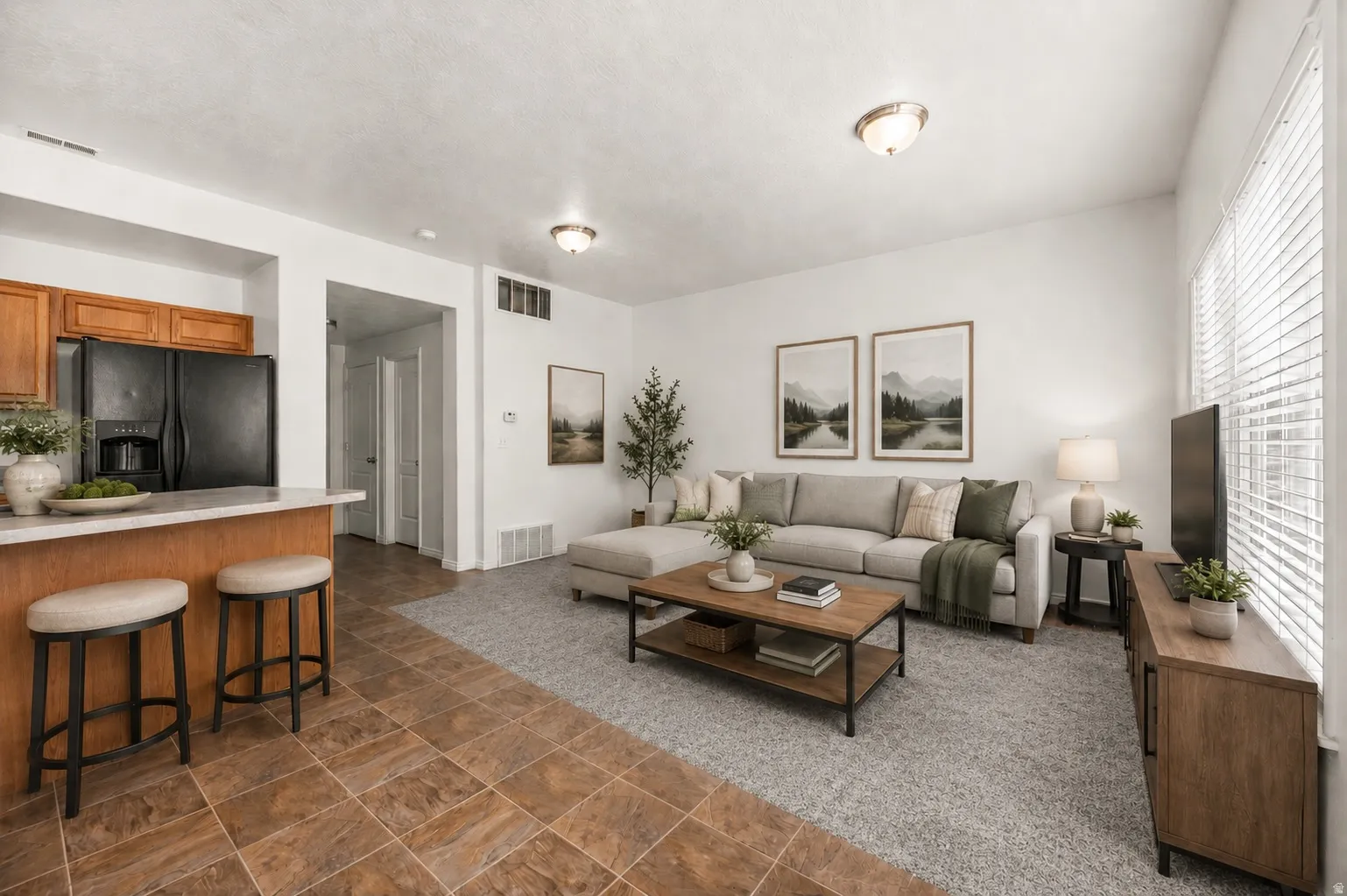 Main Family Room Virtually Staged.