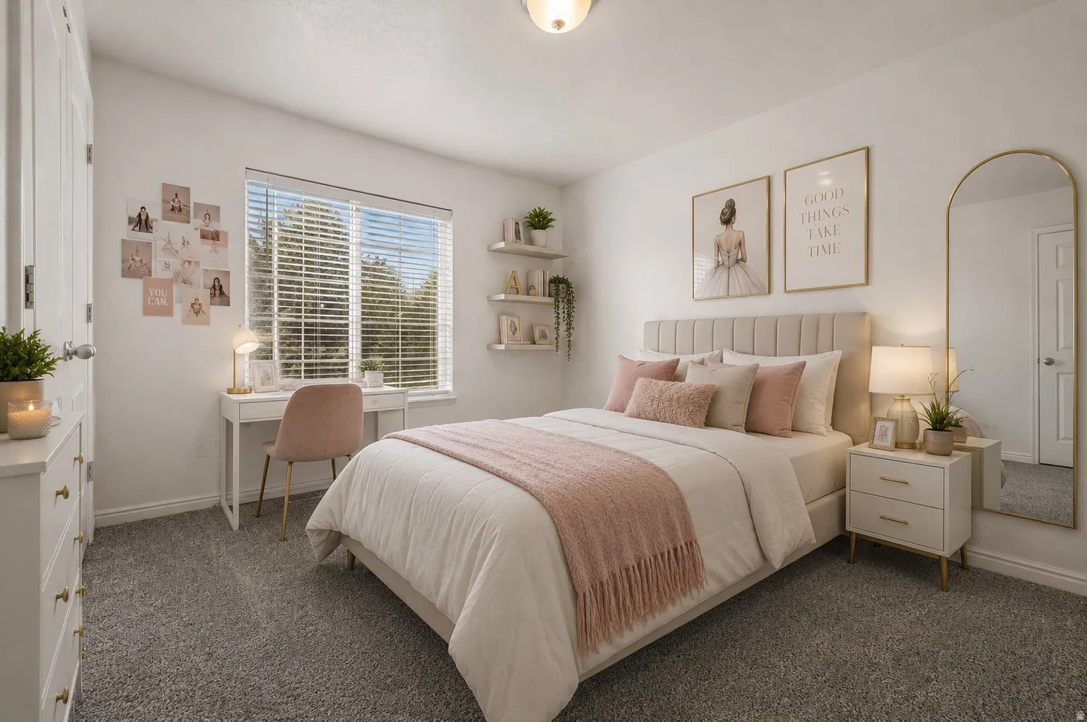 Upstairs bedroom virtually staged.