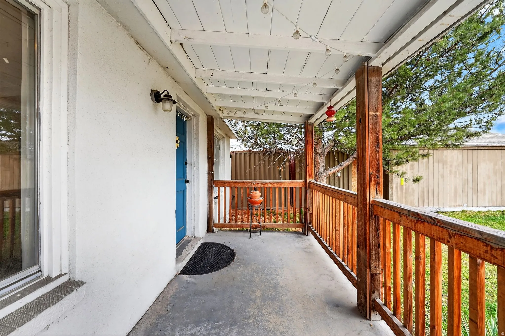 View of fenced backyard