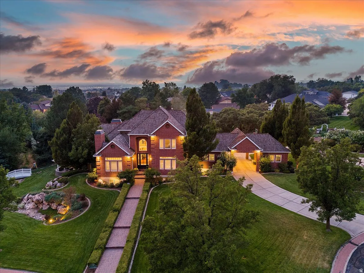Aerial view at dusk