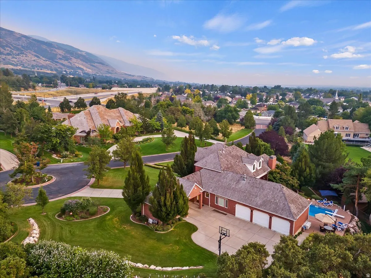 Aerial perspective of suburban area