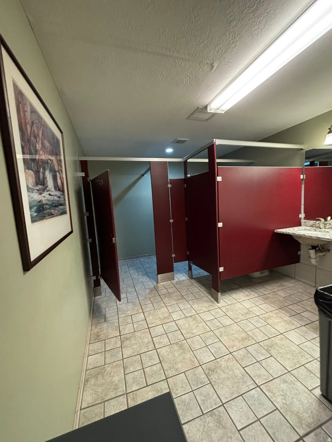Bathroom with a textured ceiling