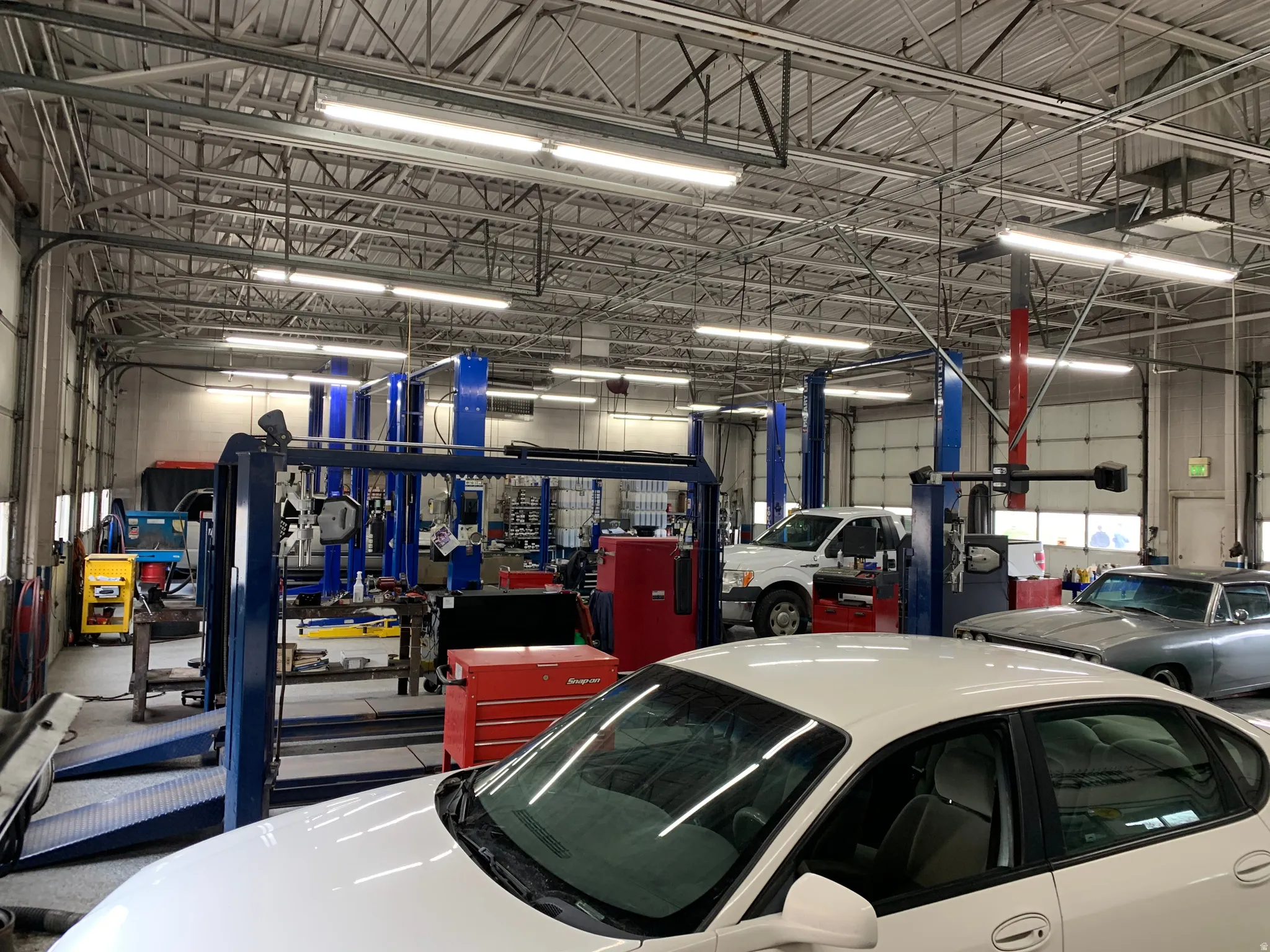 Garage with metal wall