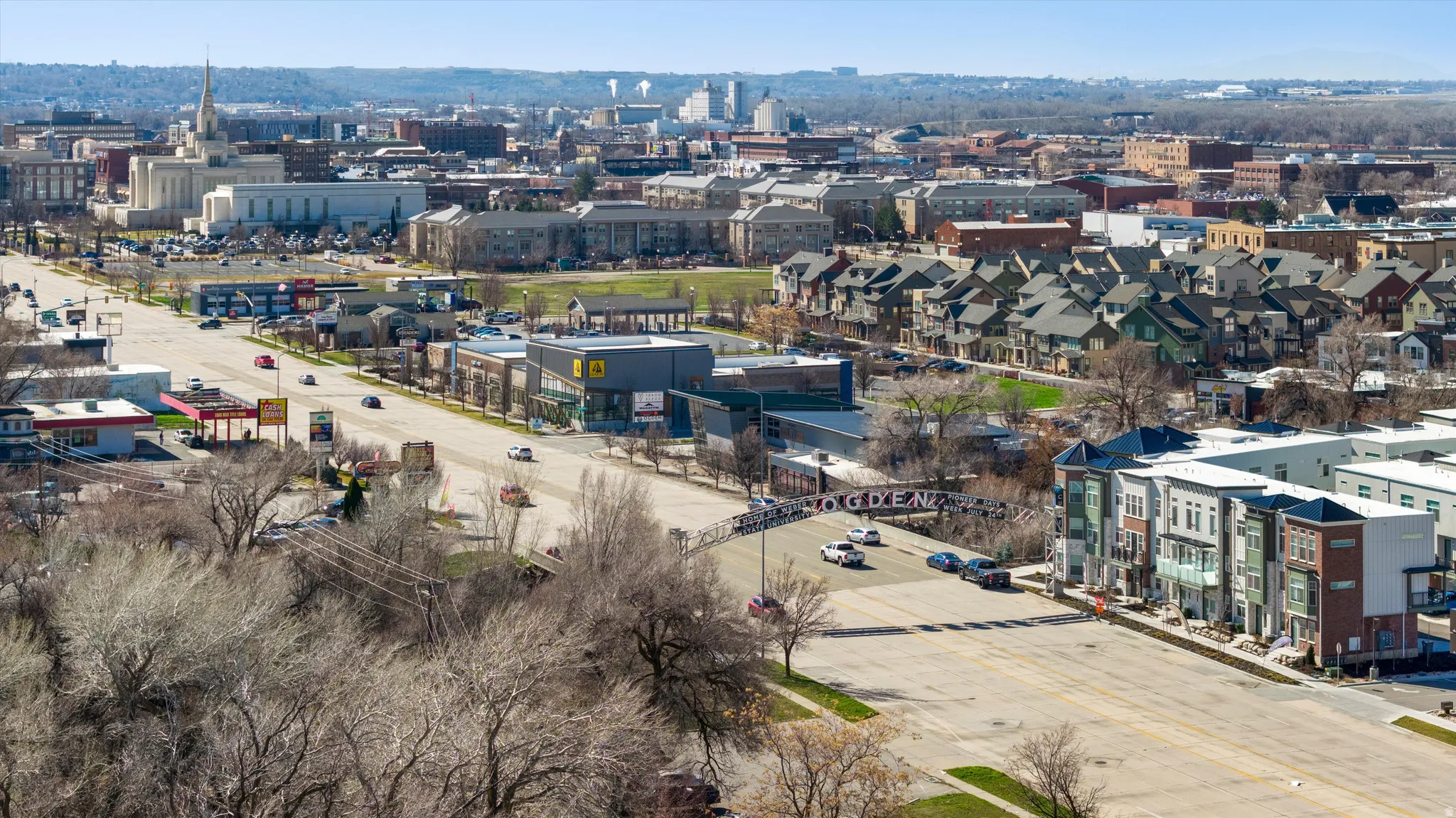 View of city with an industrial area