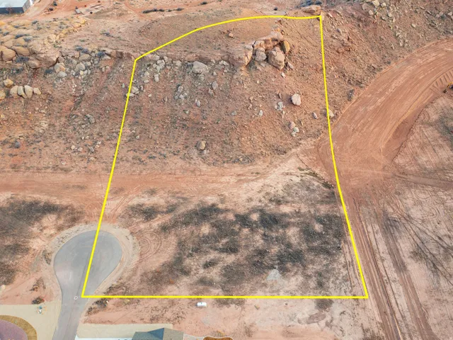 Aerial view of property's location featuring property parcel outlined