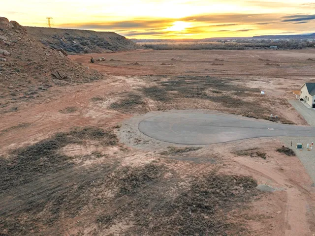 Aerial view at dusk of a rural view