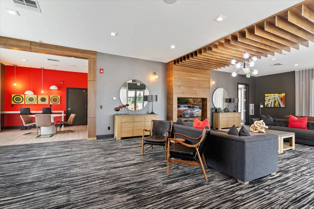 View of carpeted living area