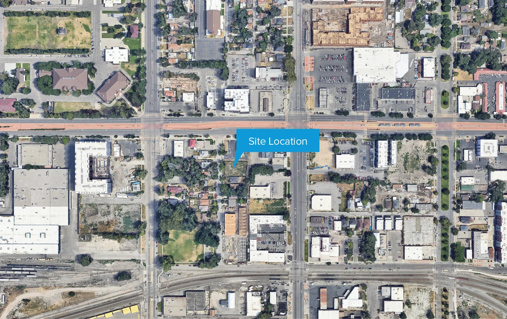 Aerial map of property and surrounding area