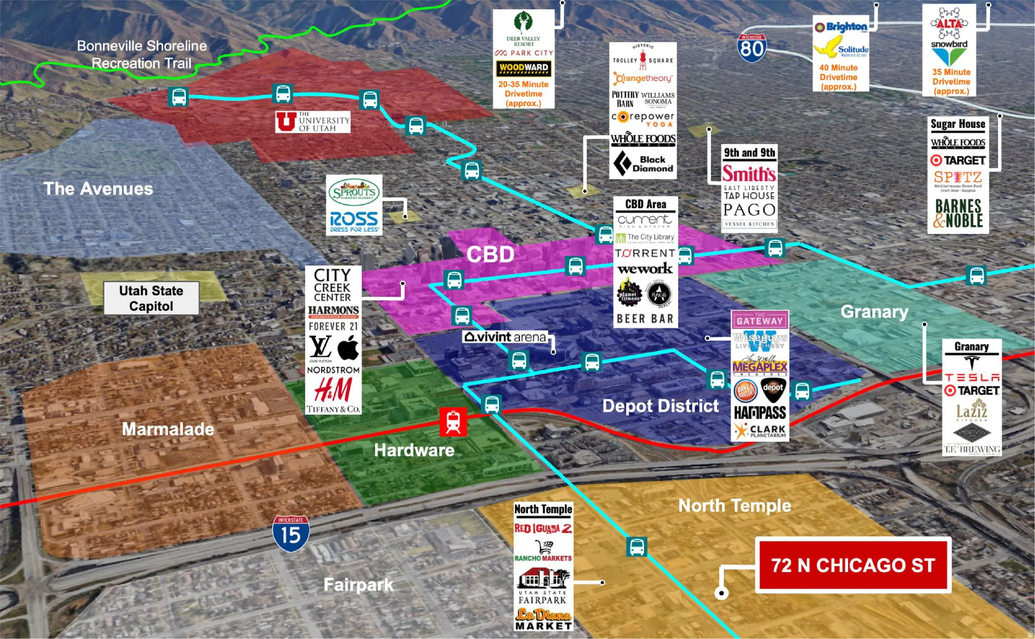 Aerial view of property's location with property parcel outlined
