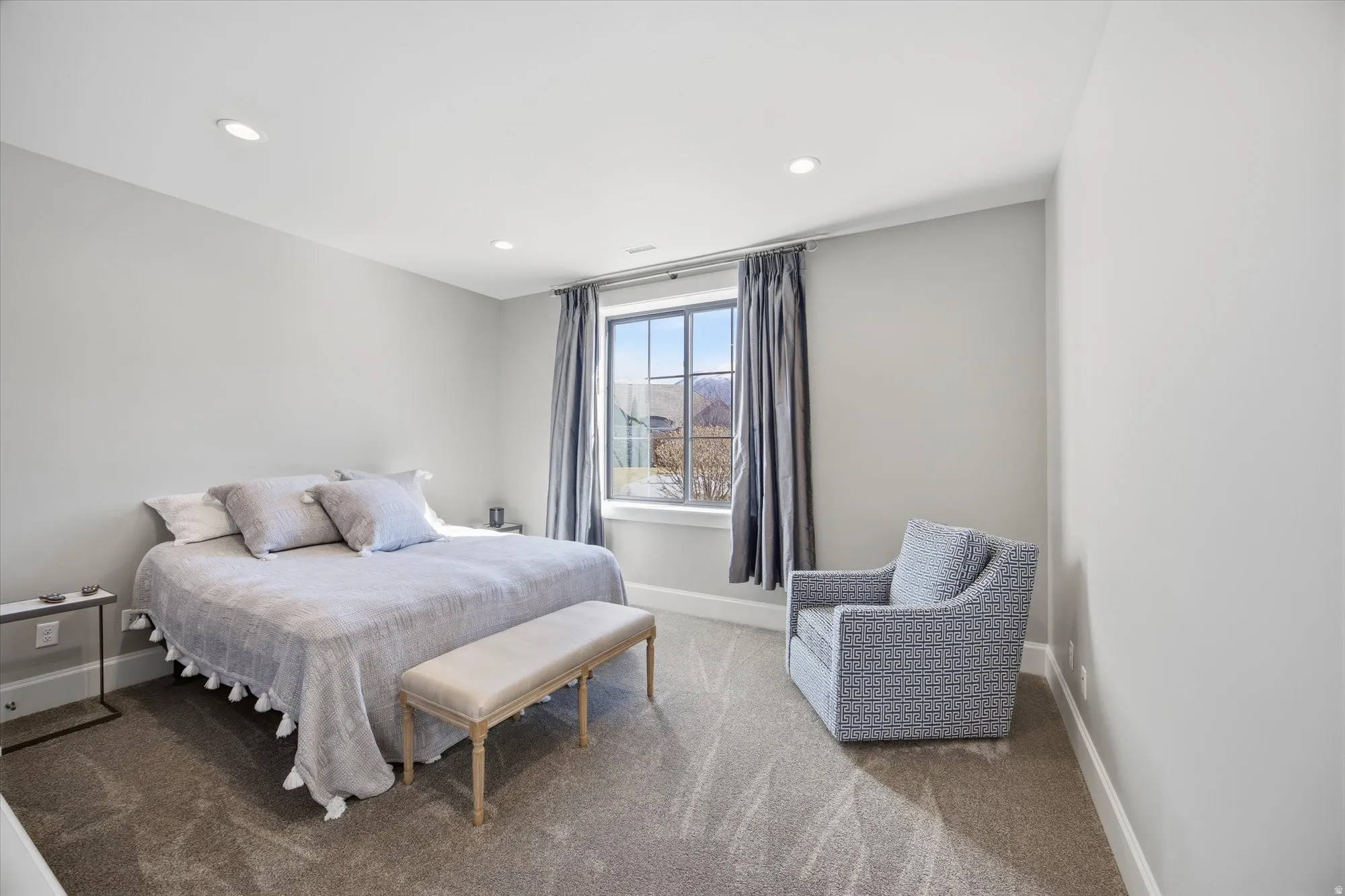 Bedroom featuring carpet and recessed lighting