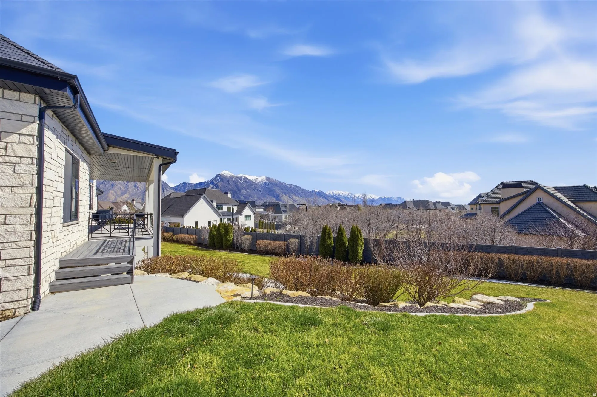 View of mountain background with nearby suburban area