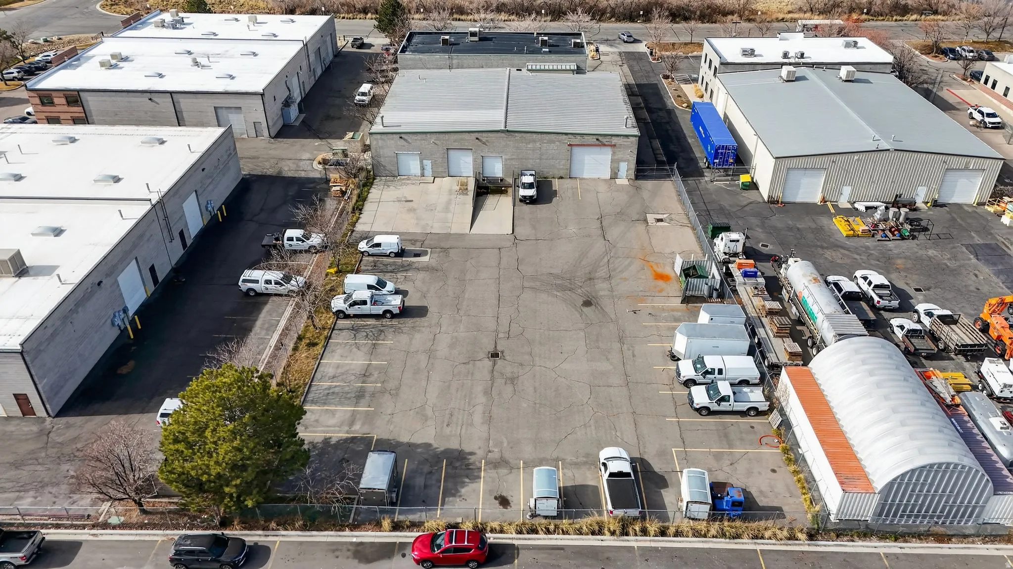 Aerial view of industrial structures