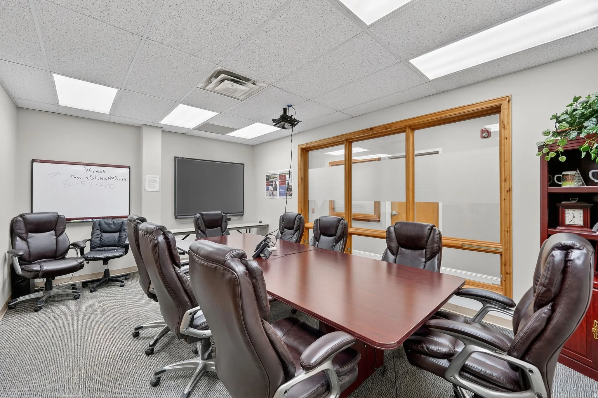 Office with a drop ceiling