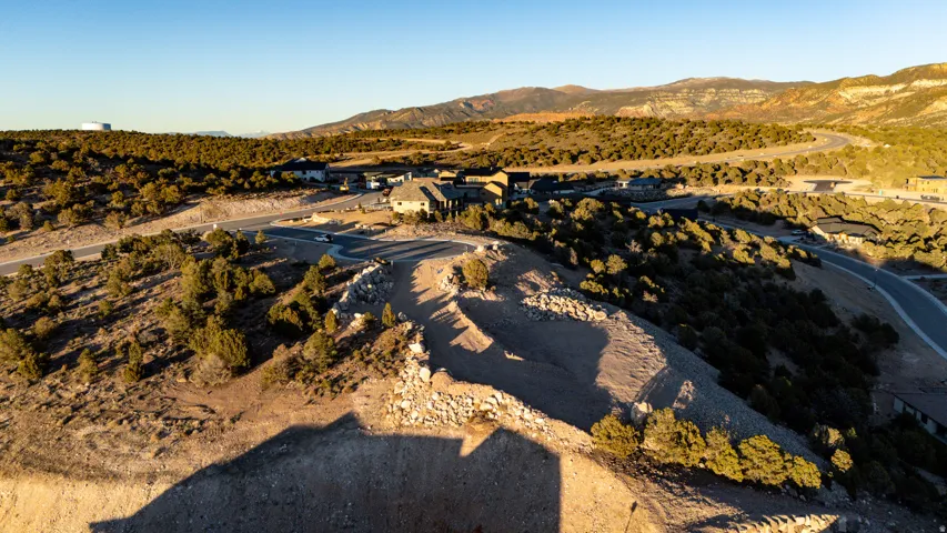 Aerial overview of property's location with mountains