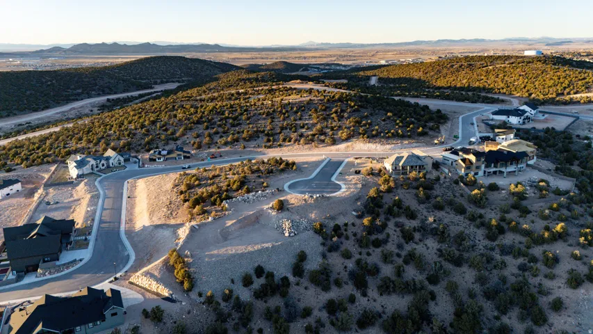 Drone / aerial view of a mountainous background