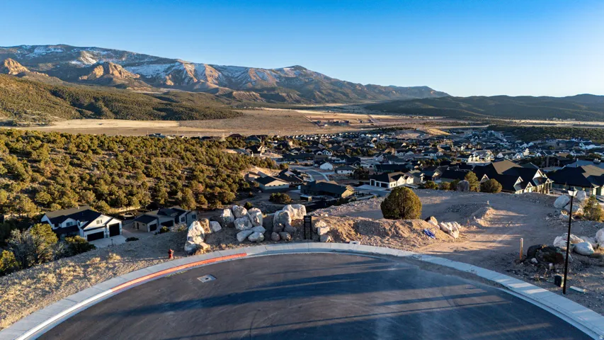 View of mountain background with nearby suburban area