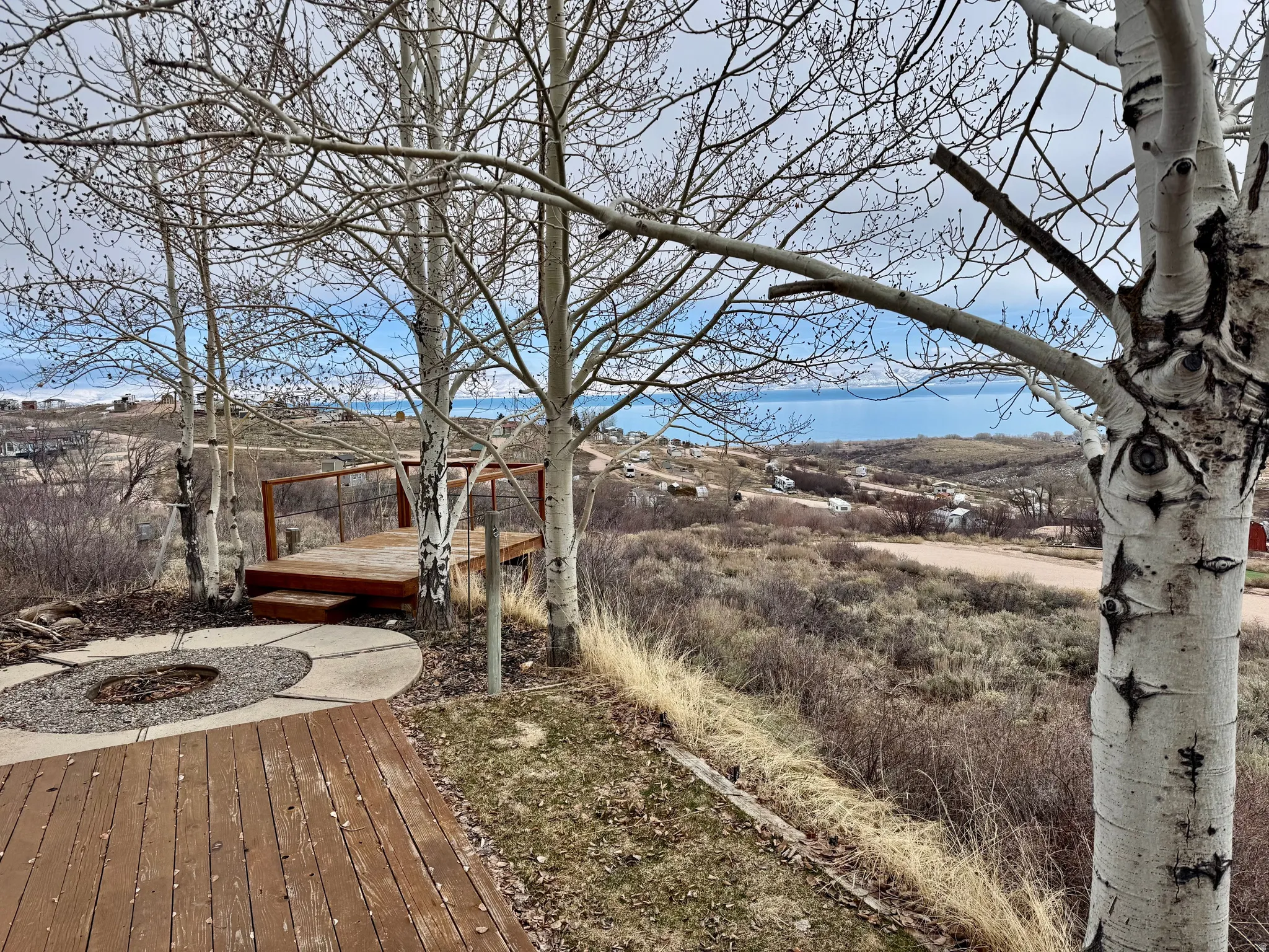 View of yard with a deck