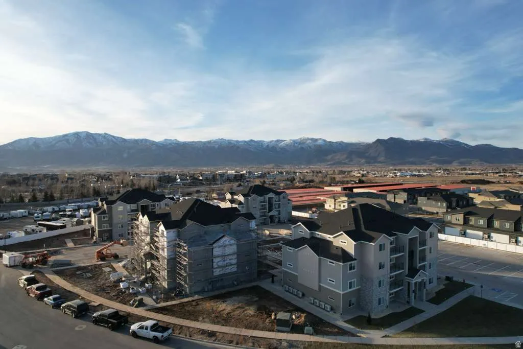 City view with a mountain backdrop