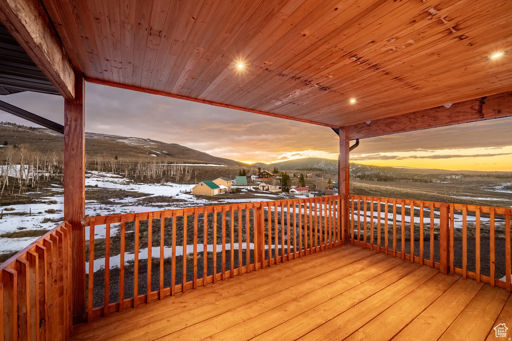 Wooden deck with a mountain view