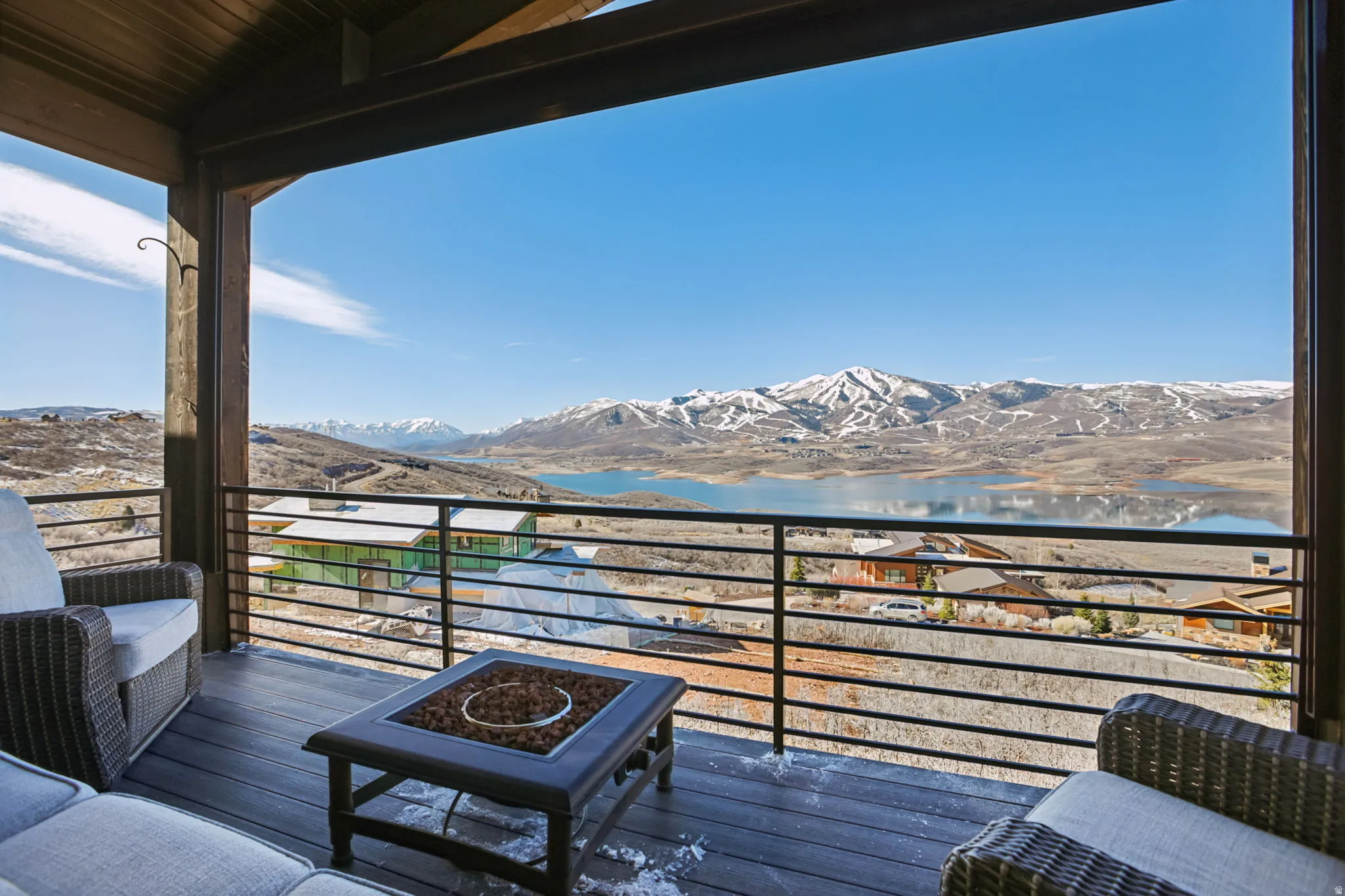 Balcony with a mountain view