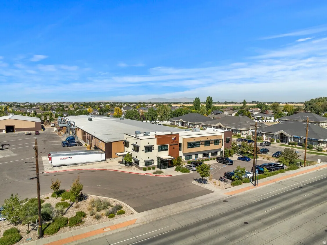 Aerial view of a commercial area