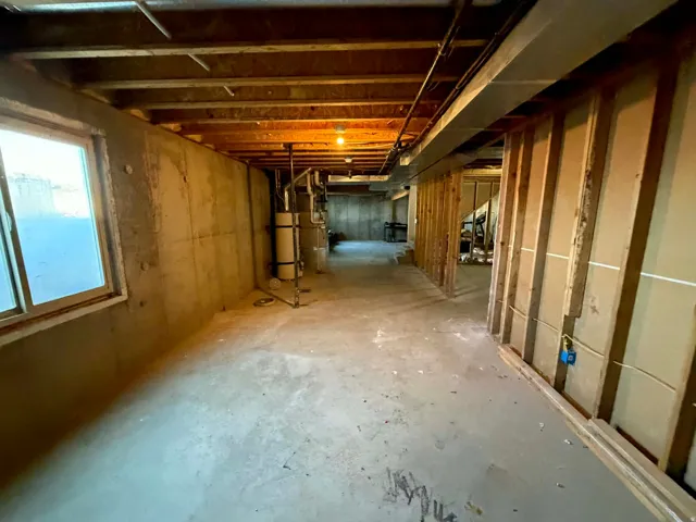 Below grade area with water heater