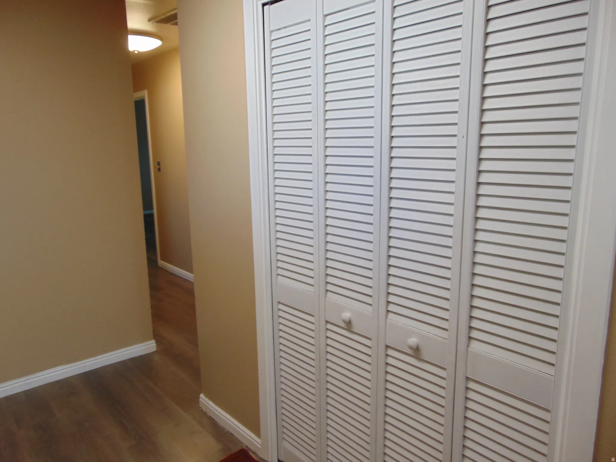 Detailed view of baseboards and wood finished floors