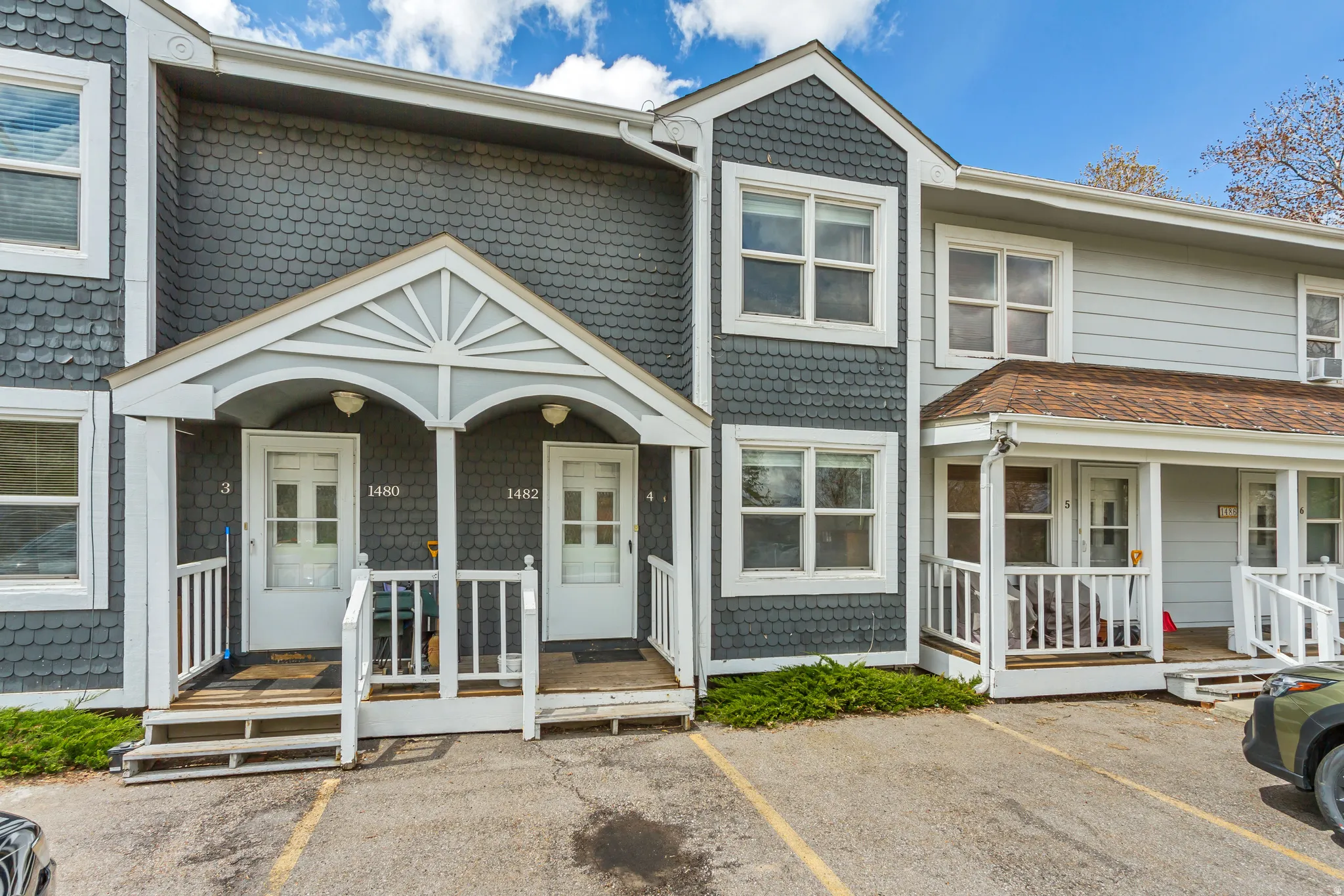View of front of property featuring covered porch