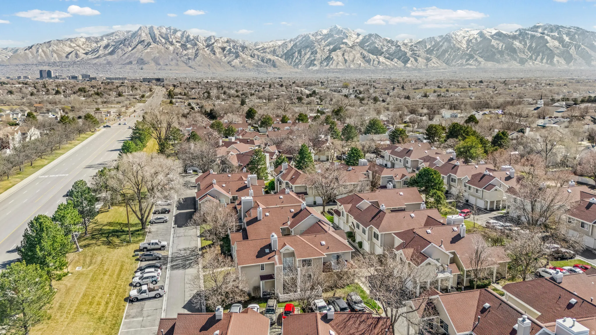 Aerial view of a mountainous background