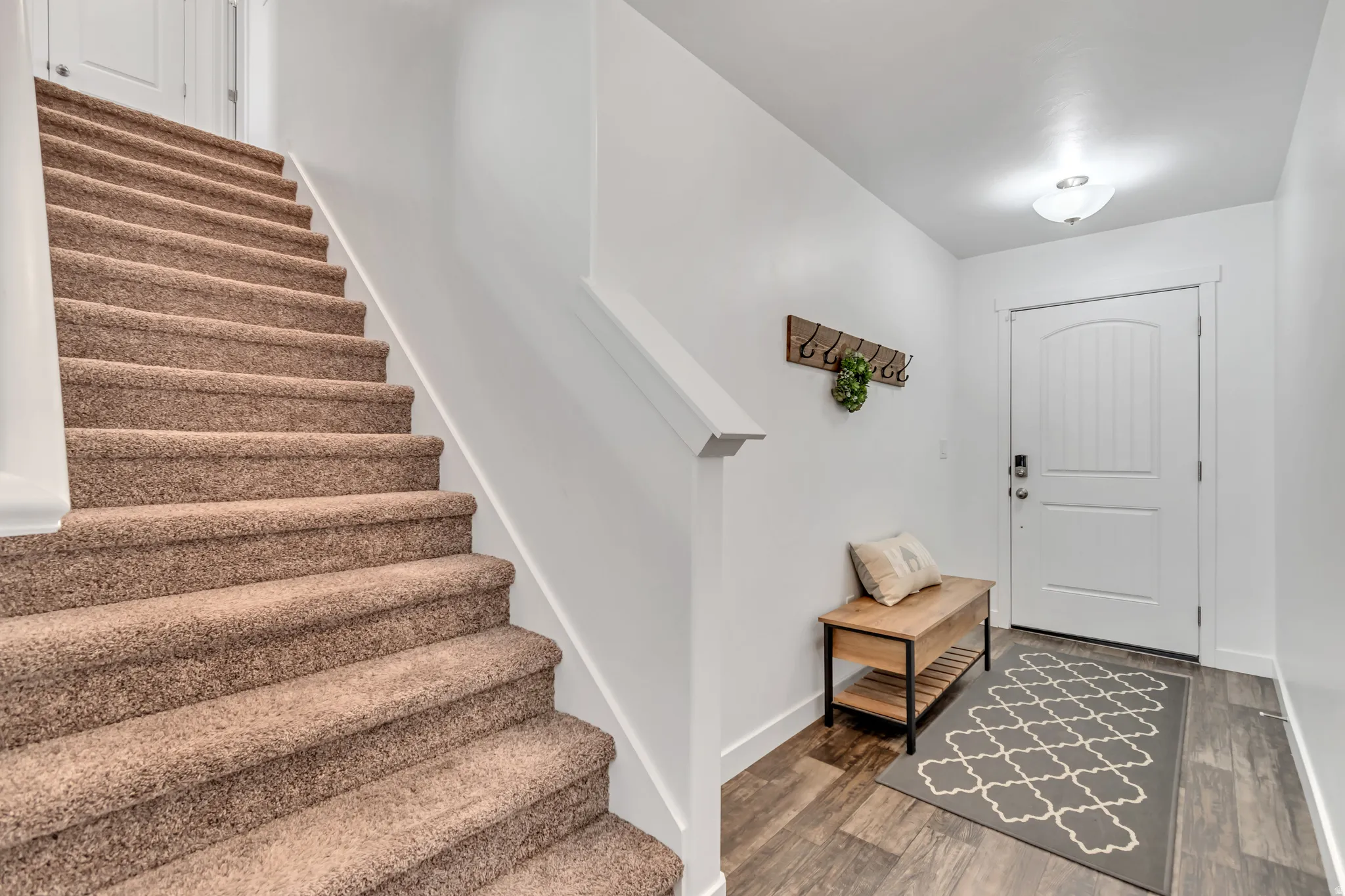Great entryway, plenty of space to take off shoes, like Mr. Rogers.