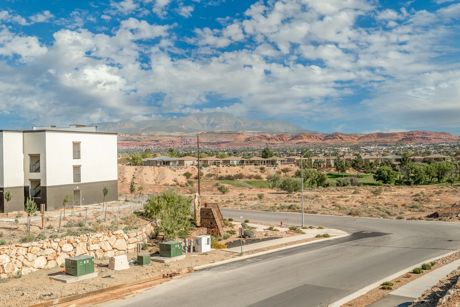 Mountain view with nearby suburban area