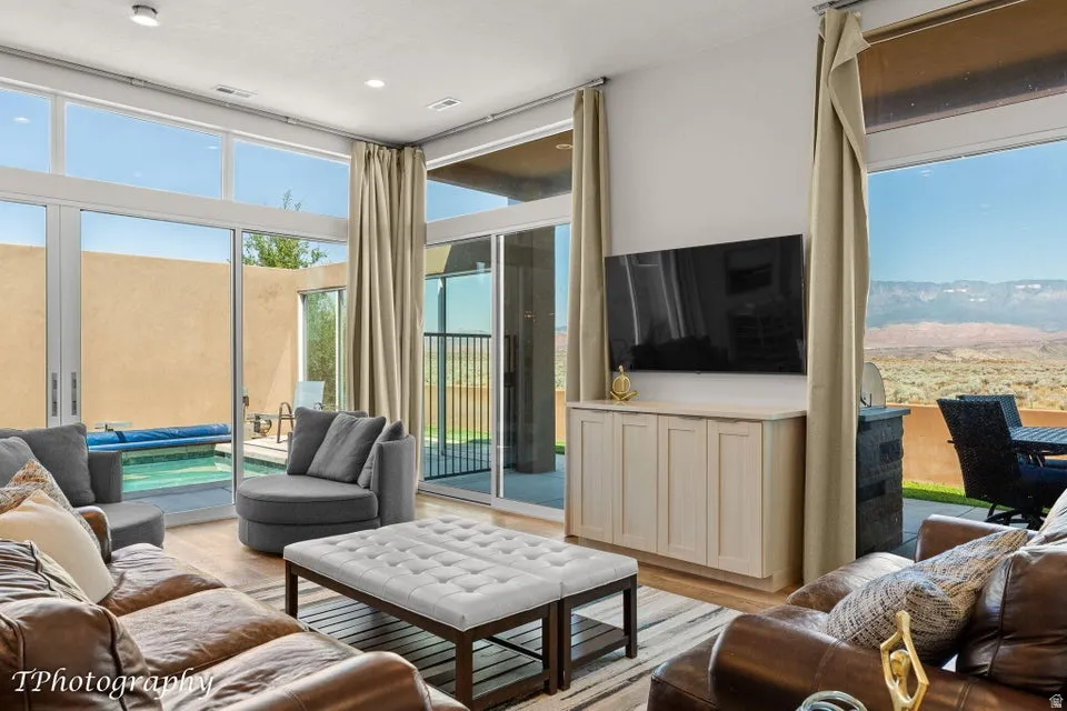 Living room featuring light wood-type flooring
