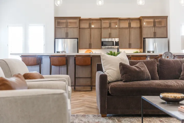 Living room featuring parquet flooring