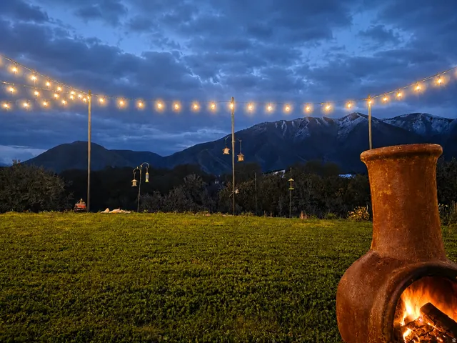 Expansive backyard with mountain scenery
