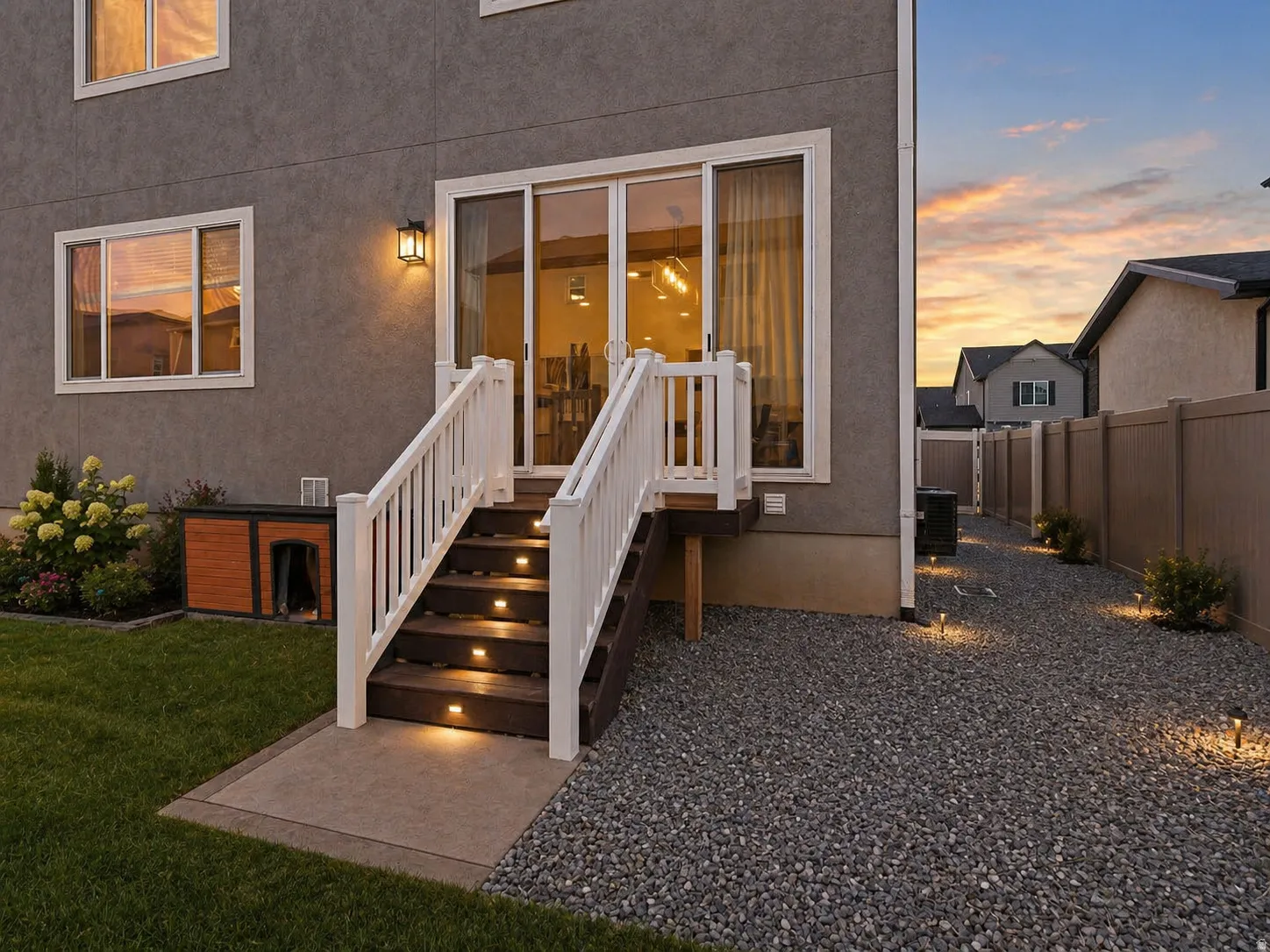 Doorway to property with stucco siding and a patio area