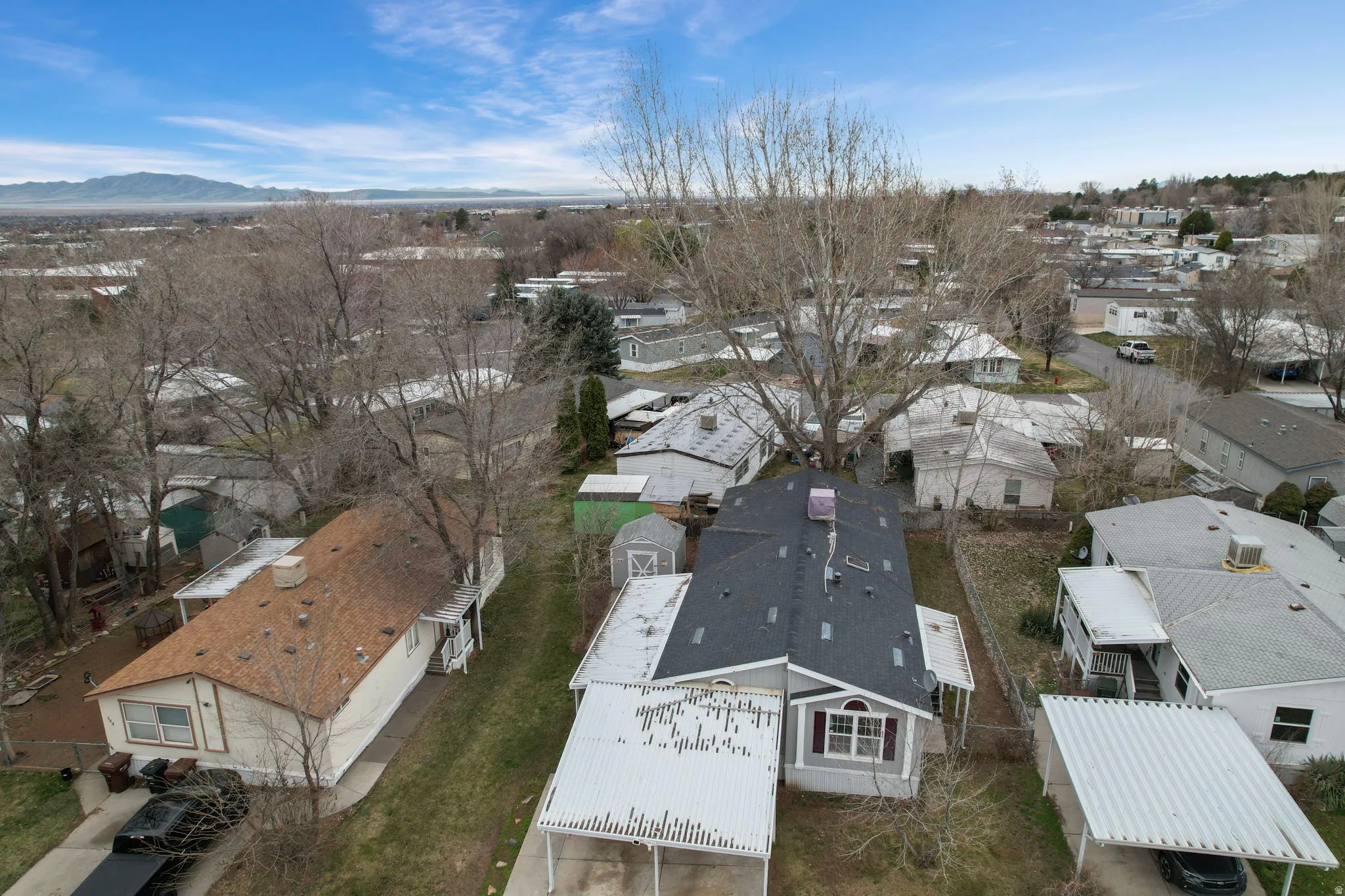 Aerial perspective of suburban area