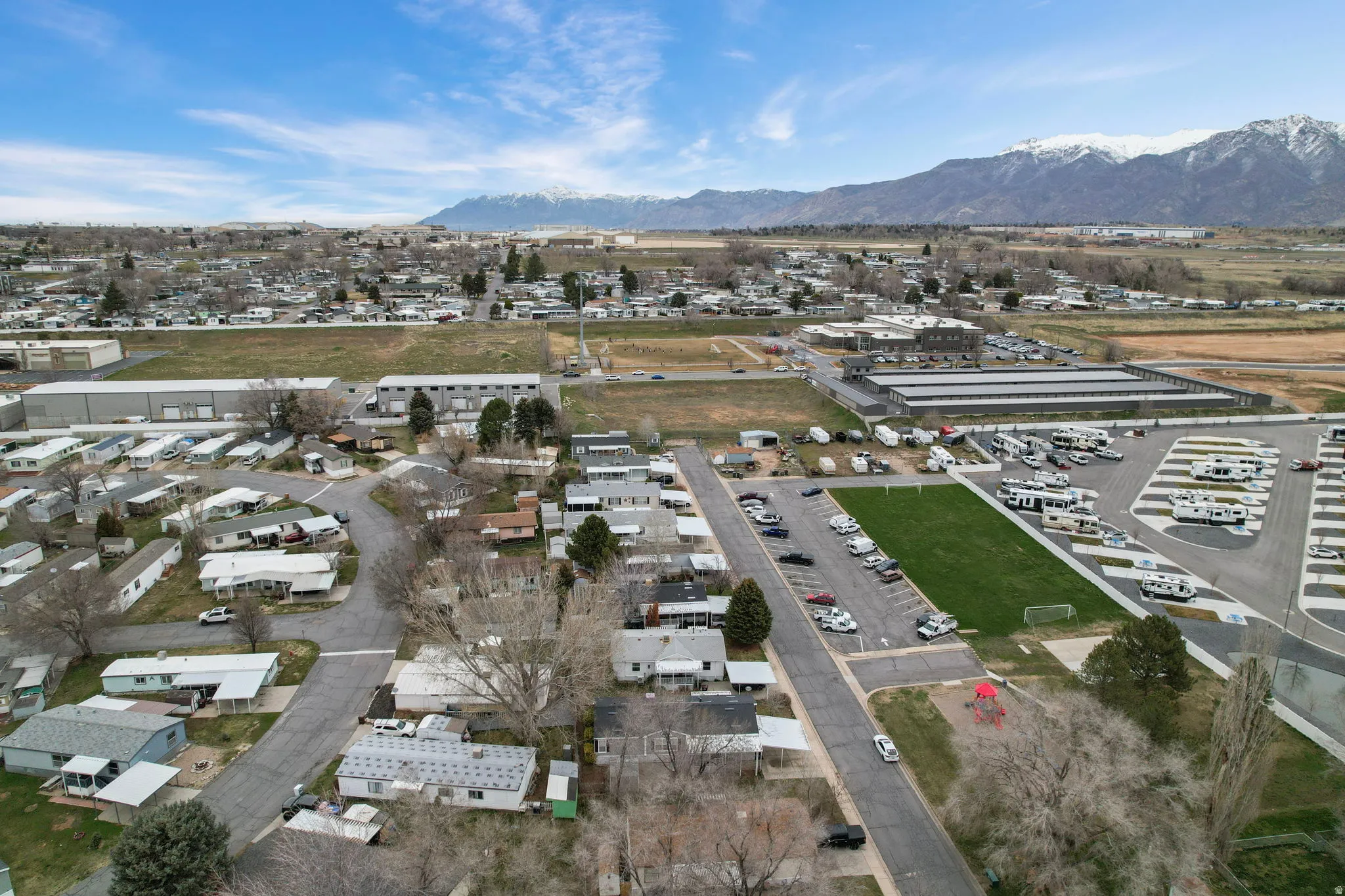 Drone / aerial view of a mountain backdrop